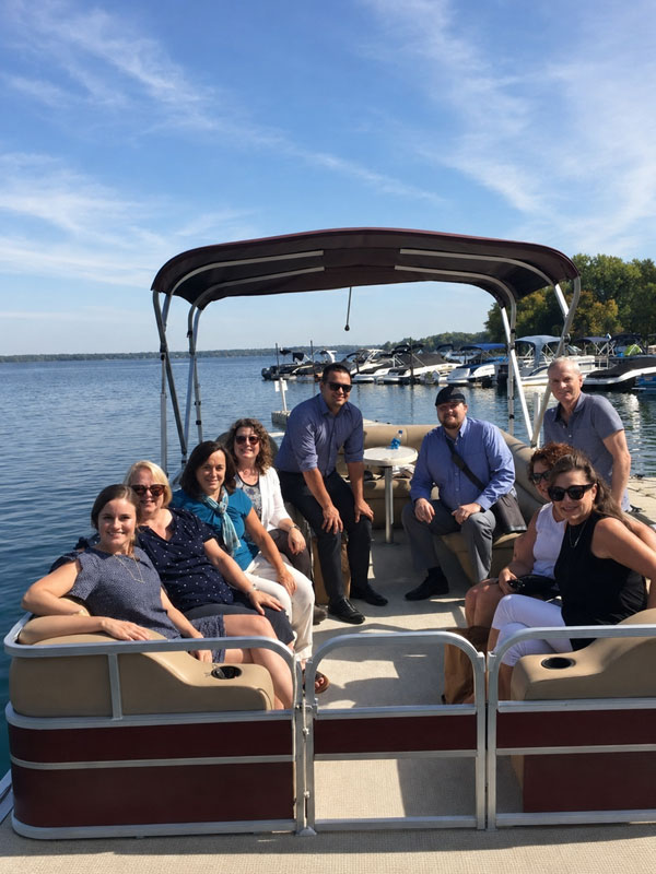 Team boat ride on White Bear Lake